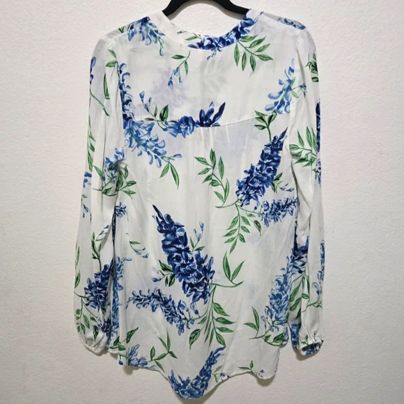 Show Me Your Mumu Floral Tunic Thatcher Tie Top White Blue Wisteria Print Small - Picture 5 of 12
